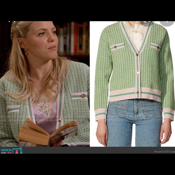 NWT Sandro Brandy Tweed Cardigan in green - Picture 3 of 4